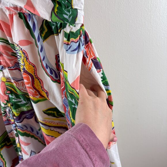 Anthropologie Katerina Button Front Dress Floral Puff Cream Motif Size S Floral - Picture 8 of 16